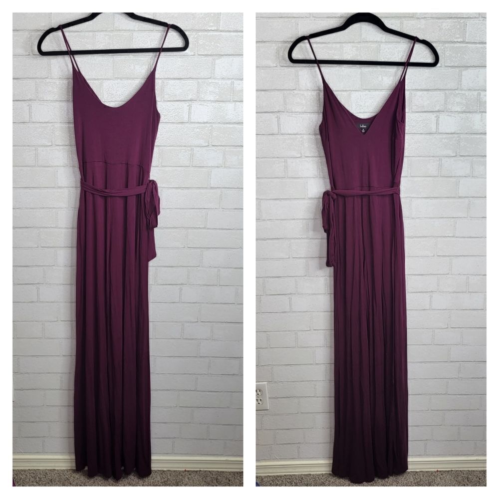 Lulu's Burgundy Cranberry Leg Slit Jumpsuit